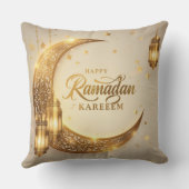Happy Ramadan Kareem Golden Moon Pillow クッション (裏面)
