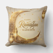 Happy Ramadan Kareem Golden Moon Pillow クッション (正面)
