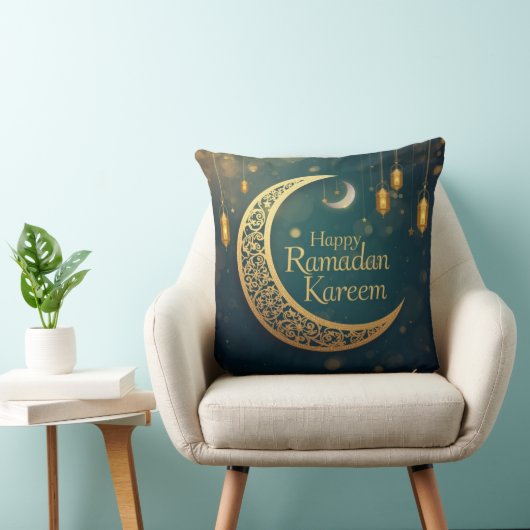 Happy Ramadan Kareem Moon & Lantern Pillow クッション (椅子)