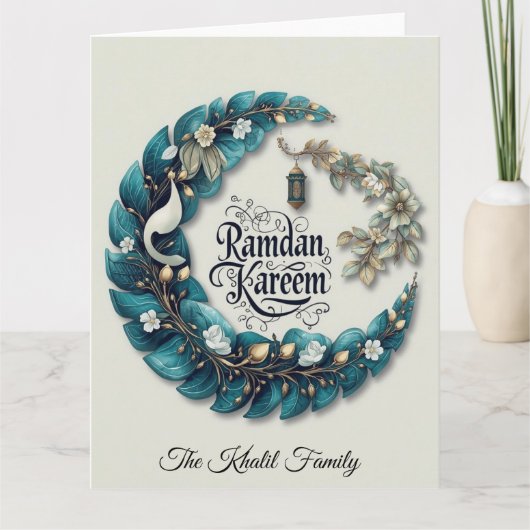 Happy Ramadan Mubarak | Ramadan Kareem Blue Muslim カード (正面)