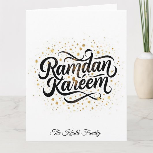 Happy Ramadan Mubarak Ramadan Kareem Gold Muslim カード (正面)