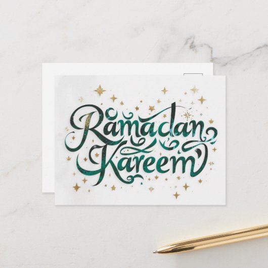 Happy Ramadan Mubarak Ramadan Kareem Gold Muslim シーズンポストカード (正面/裏面インサイチュ)