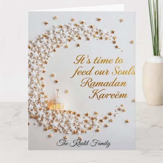 Happy Ramadan Mubarak Ramadan Kareem White Muslim カード (正面)