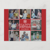 Happy Red - モダンな8枚の写真コラージュ シーズンポストカード (正面)