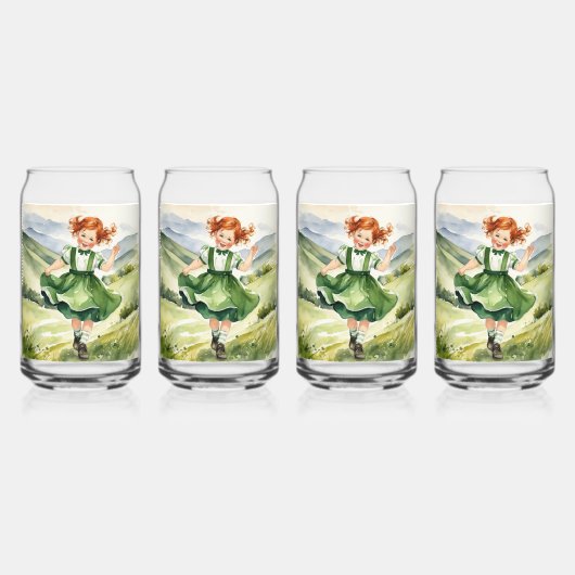 Happy Red headed girl Drinkware Set ガラス缶 (正面)