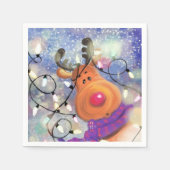 Happy Reindeerのクリスマスナプキン スタンダードカクテルナプキン (正面)