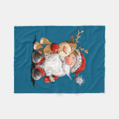 Happy Reindeer And Santa Christmas Illustration Pr フリースブランケット (正面(横))