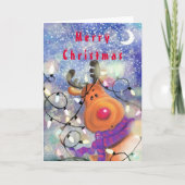 Happy Reindeer Christmas Card カード (正面)