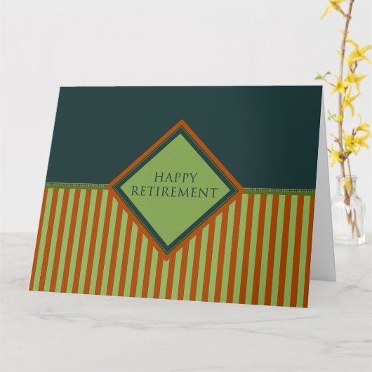 happy retiment (diamondStriped) カード (黄色い花)