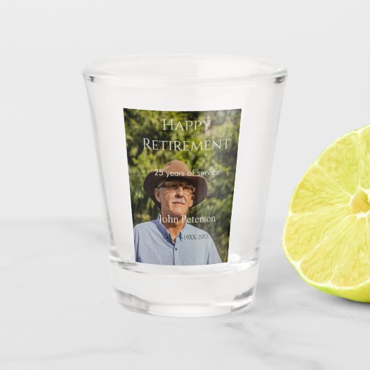 happy retiment photo name year of service ショットグラス (正面)