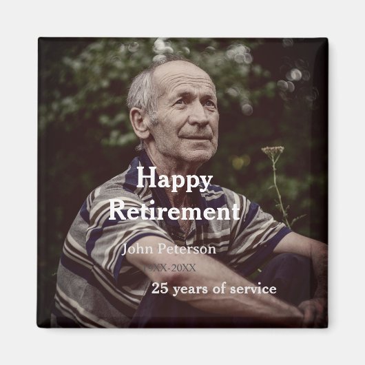 happy retiment photo name year of service マグネット (正面)