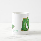 Happy Retirementグリーンガーデニングウェルブーツ コーヒーマグカップ (中央)
