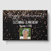 Happy Retirementブラックと金ゴールドカスタム写真 ゲストブック (正面)