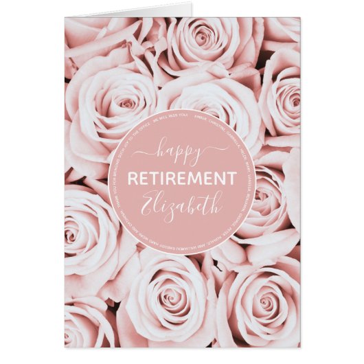 Happy Retirement赤面ピンクフローラスクリプト名 (正面)