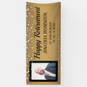 Happy Retirement金ゴールドと紙吹雪ワンフォト 横断幕 (縦)