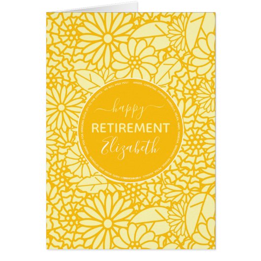 Happy Retirement黄色のデイジーパターン名 (正面)