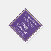 Happy Retirement エレガント Purpleと金ゴールドパーティー スタンダードカクテルナプキン (角)