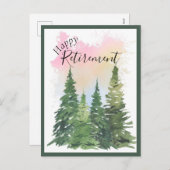 Happy Retirement - -カスタマイズ水色の木 シーズンポストカード (正面/裏面)