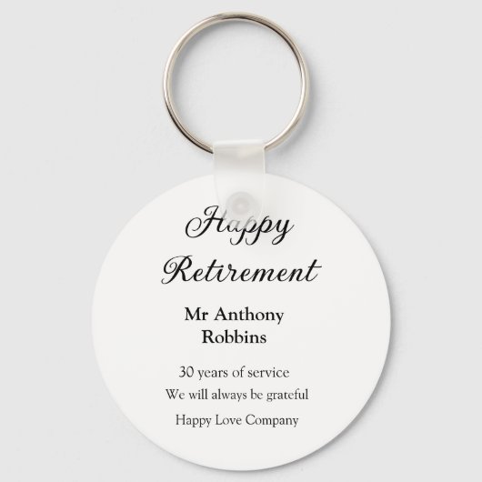 Happy retirement add name 退職した of service キーホルダー (正面)