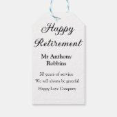 Happy retirement add name 退職した of service ギフトタグ (裏面)