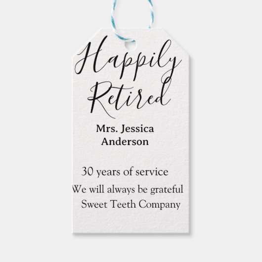 Happy retirement add name 退職した of service ギフトタグ (正面)
