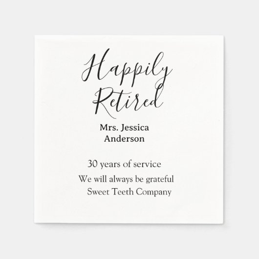 Happy retirement add name 退職した of service スタンダードカクテルナプキン (正面)