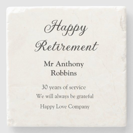 Happy retirement add name 退職した of service ストーンコースター (正面)