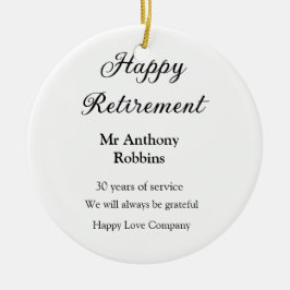 Happy retirement add name 退職した of service セラミックオーナメント