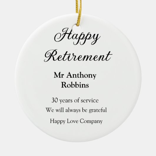Happy retirement add name 退職した of service セラミックオーナメント (正面)