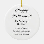Happy retirement add name 退職した of service セラミックオーナメント (裏面)