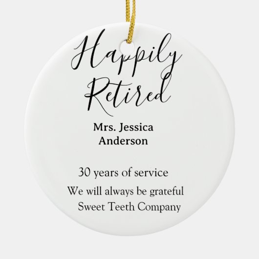 Happy retirement add name 退職した of service セラミックオーナメント (正面)