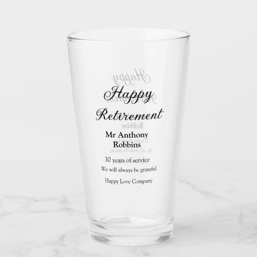 Happy retirement add name 退職した of service タンブラーグラス (正面)