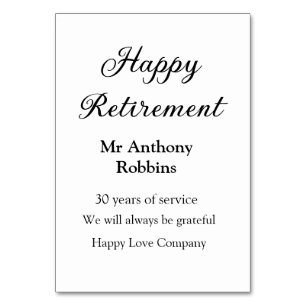Happy retirement add name 退職した of service テーブルナンバー