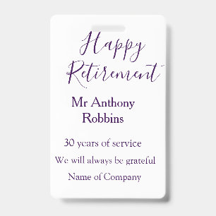Happy retirement add name 退職した of service バッジ