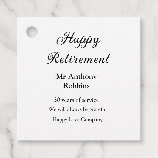 Happy retirement add name 退職した of service フェイバータグ (正面)