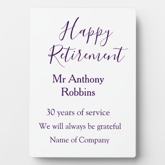 Happy retirement add name 退職した of service フォトプラーク (正面)