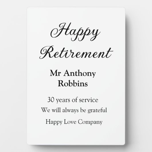 Happy retirement add name 退職した of service フォトプラーク (正面)