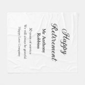 Happy retirement add name 退職した of service フリースブランケット (正面(横))