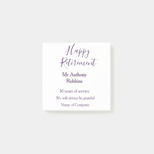 Happy retirement add name 退職した of service ポストイット (正面)