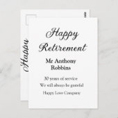 Happy retirement add name 退職した of service ポストカード (正面/裏面)