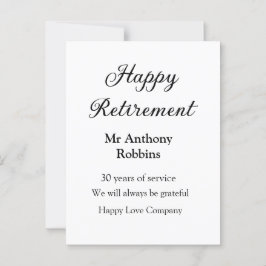 Happy retirement add name 退職した of service ポストカード