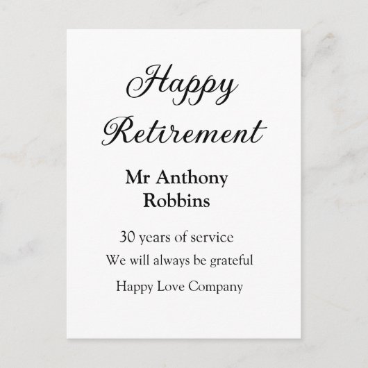 Happy retirement add name 退職した of service ポストカード (正面)