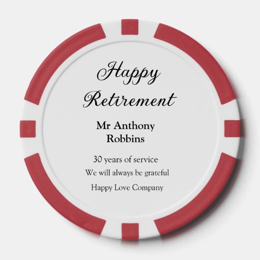 Happy retirement add name 退職した of service ポーカーチップ (正面)