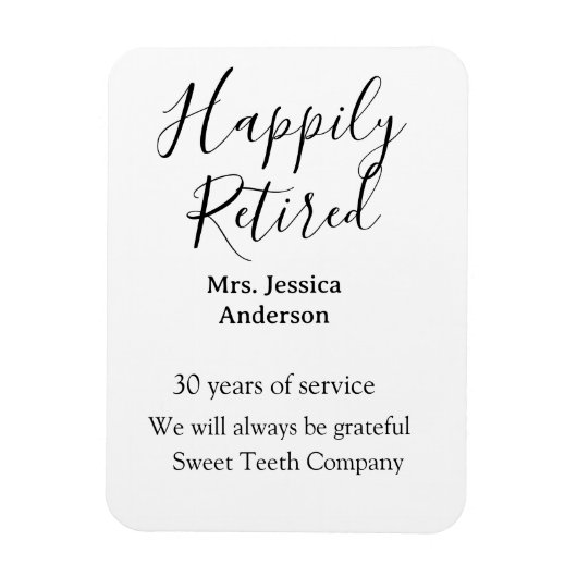 Happy retirement add name 退職した of service マグネット (縦)