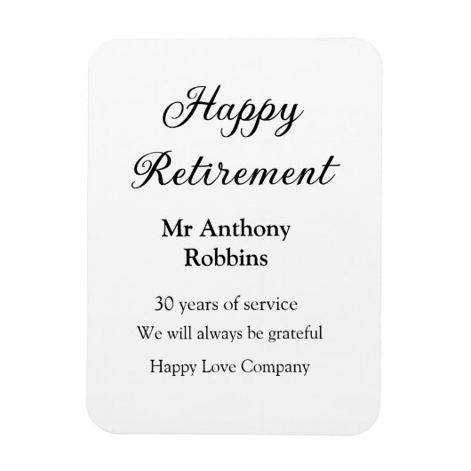 Happy retirement add name 退職した of service マグネット (縦)