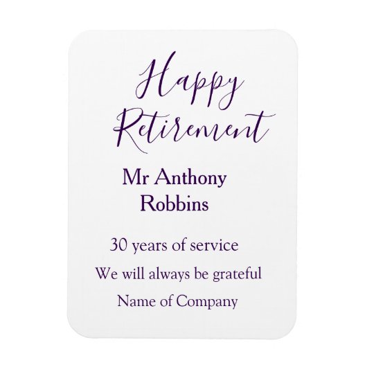 Happy retirement add name 退職した of service マグネット (縦)