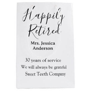 Happy retirement add name 退職した of service ミディアムペーパーバッグ