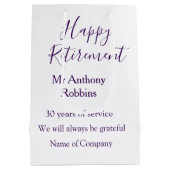 Happy retirement add name 退職した of service ミディアムペーパーバッグ (裏面)