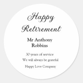 Happy retirement add name 退職した of service ラウンドシール
