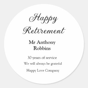 Happy retirement add name 退職した of service ラウンドシール